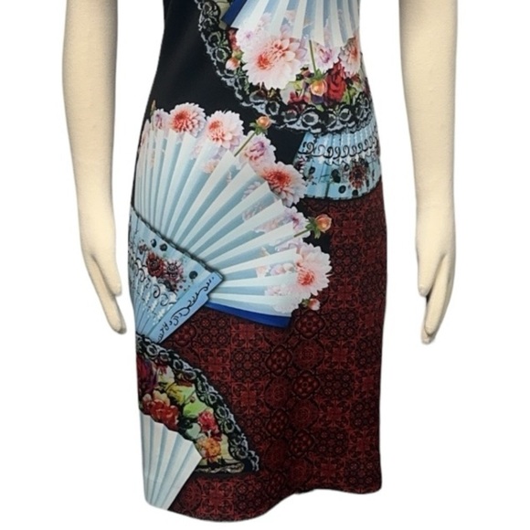 CLOVER Canyon Fan Foulard Print Neoprene Sheath Bodycon Midi dress size Medium - Picture 5 of 6